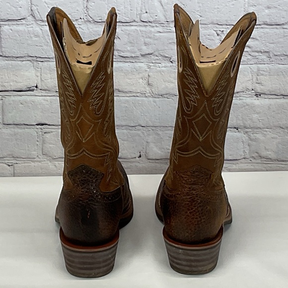 Ariat Heritage Boots Men's Size 10.5 EE Brown Two Tone Leather Cowboy Square Toe - Picture 7 of 10